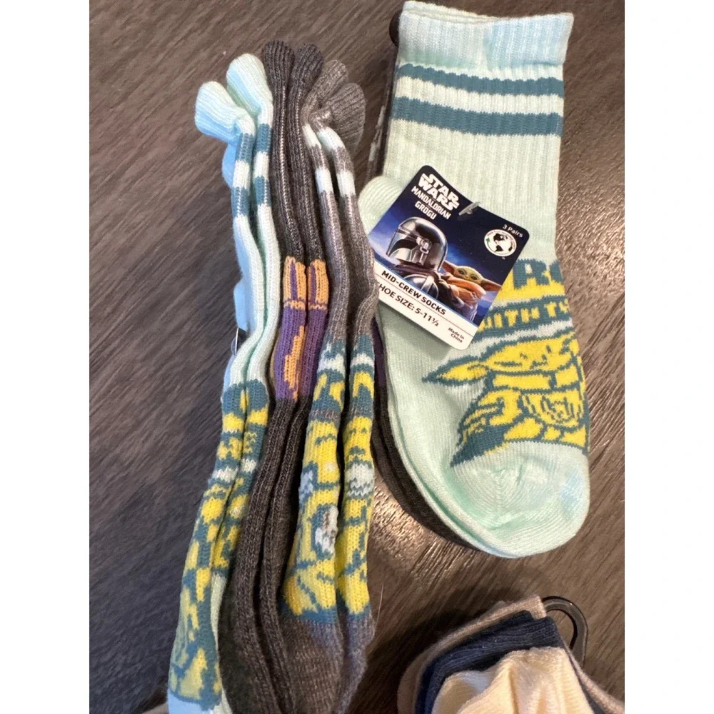 Star Wars Mandalorian Grogu Kids Socks 16 Pair Bundle No-Show/ Mid-Crew 5-11.5
